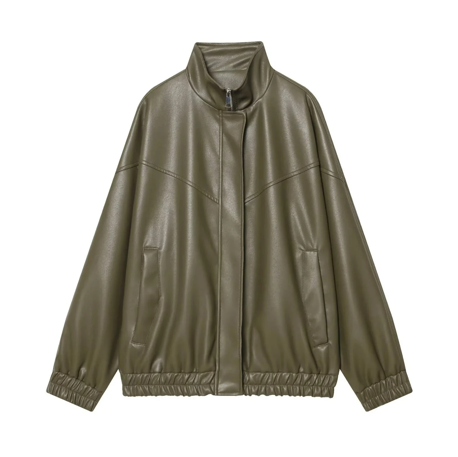 

Женская новая повседневная модная простая свободная куртка с длинным рукавом и воротником-стойкой