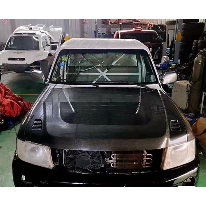 High Quality ABS Carbon Fiber Open Hole Modified Engine Hood Surround Replacement Parts Fit for Patrol Y61 Pickup