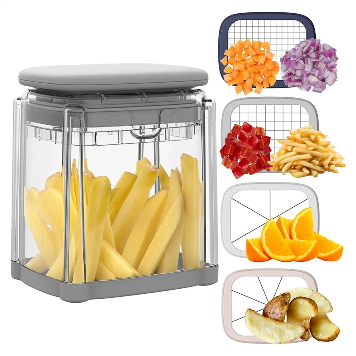 A013 Vegetable Choppers 4-Blade Veggie Dicer Fruit Slicer, Potato French Fry Cutter, Wedge Cutter, Onion Chopper