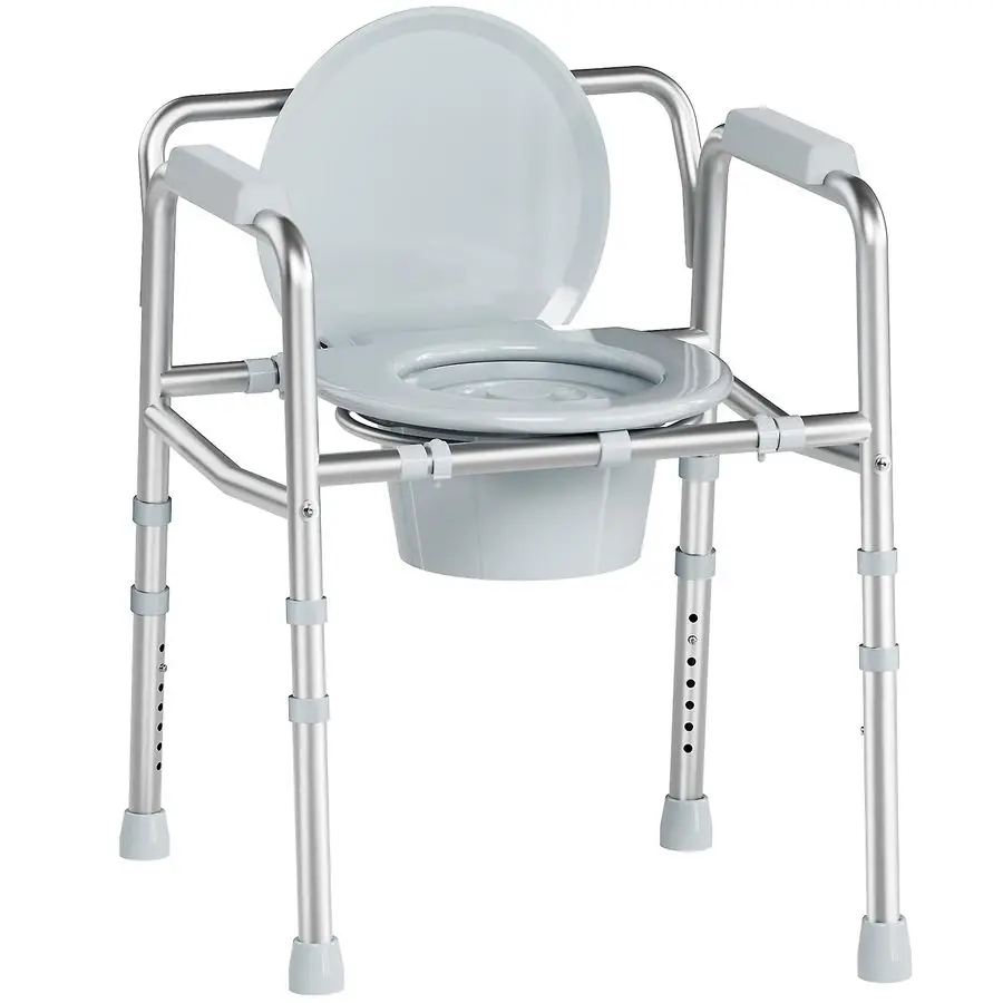 

3 in 1 Bedside Commode Chair, Sturdy DualCrossbar Support, 350 Lbs Weight Capacity, Bedside Commode for Seniors with 7.5Qt Buck