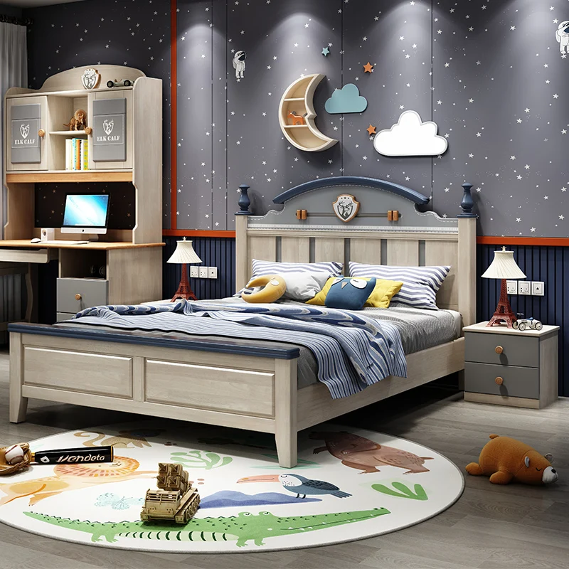 Platform Toddler Children Beds Loft Wooden Luxury Children Beds Princess Modern Camas Infantiles Kids Bed Set Furniture BL50CB