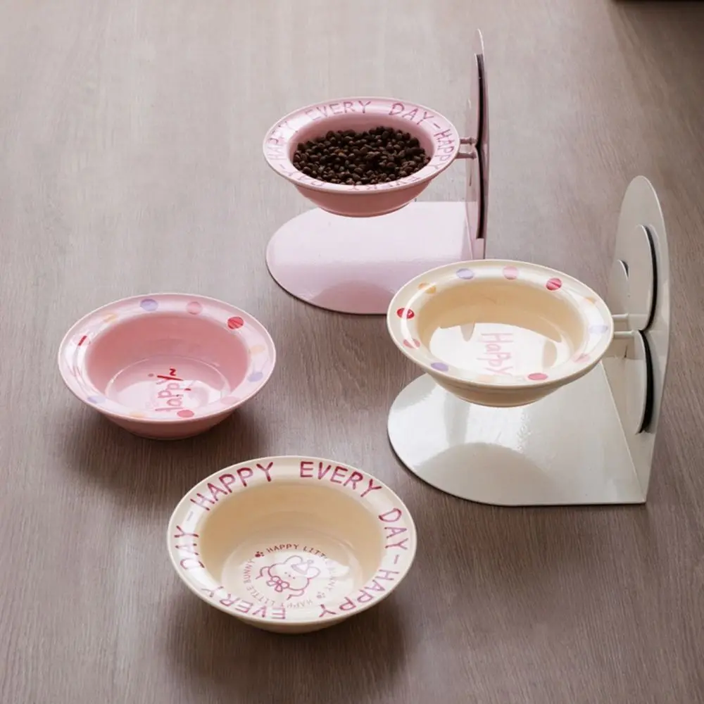 

Detachable Ceramic Cat Bowl Adjustable Height Anti Vomiting Cat Water Bowl Protects Cervical Anti-slip Cat Drinking Bowls