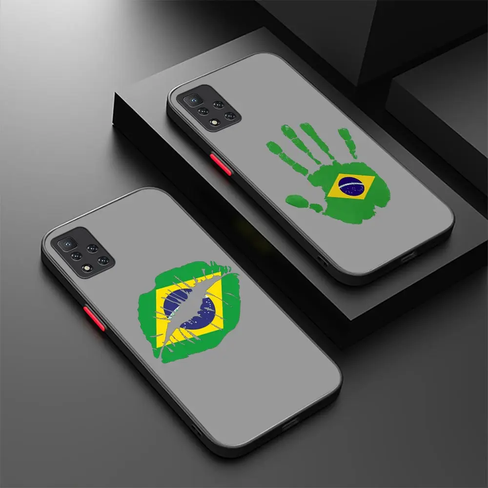 Brazil Brazilian Flags Emblem Matte Clear Case For Xiaomi Redmi NOTE 12 11 10 11S 10S 9 9S 9T 8 7 6 5 4 PRO PLUS 5G Case Cover