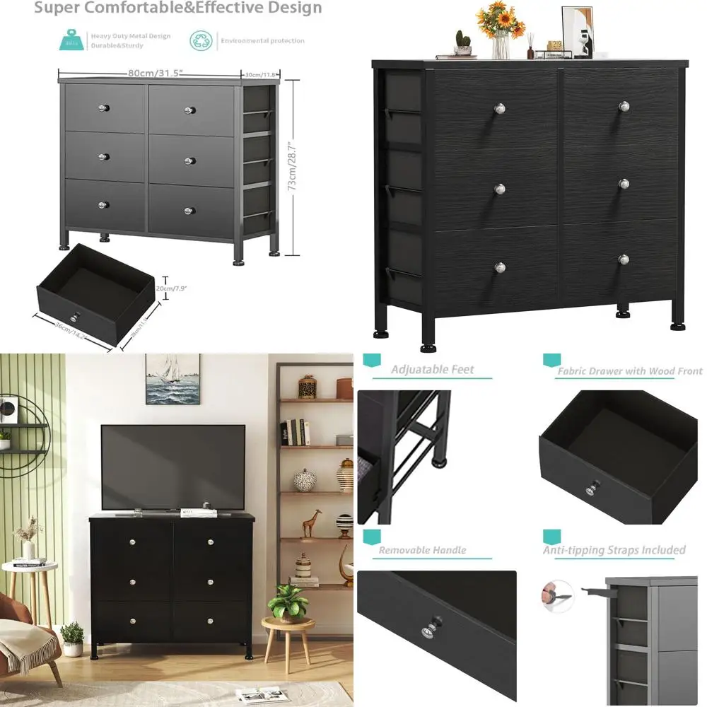 

Современный тканевый комод с 6 ящиками для хранения вещей в небольшой спальне и организации шкафа