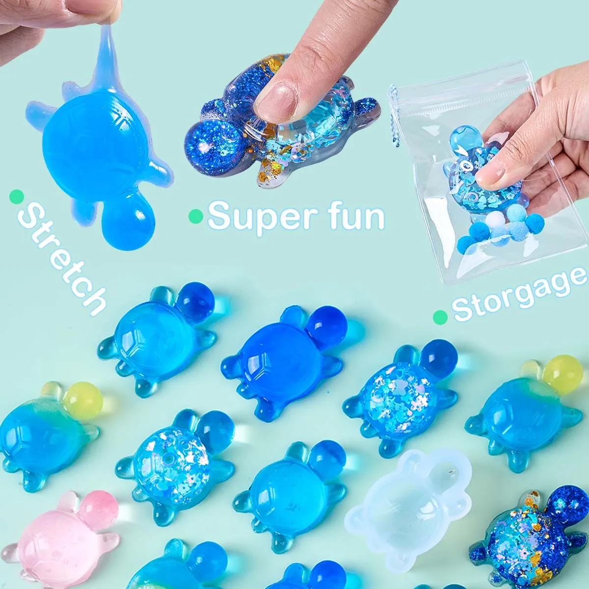 New Upgraded Translucent Squeeze Set DIY 3D Cute Turtle Soft Toy Making Supplies Ocean Creature Craft Making Stress Relief Tools