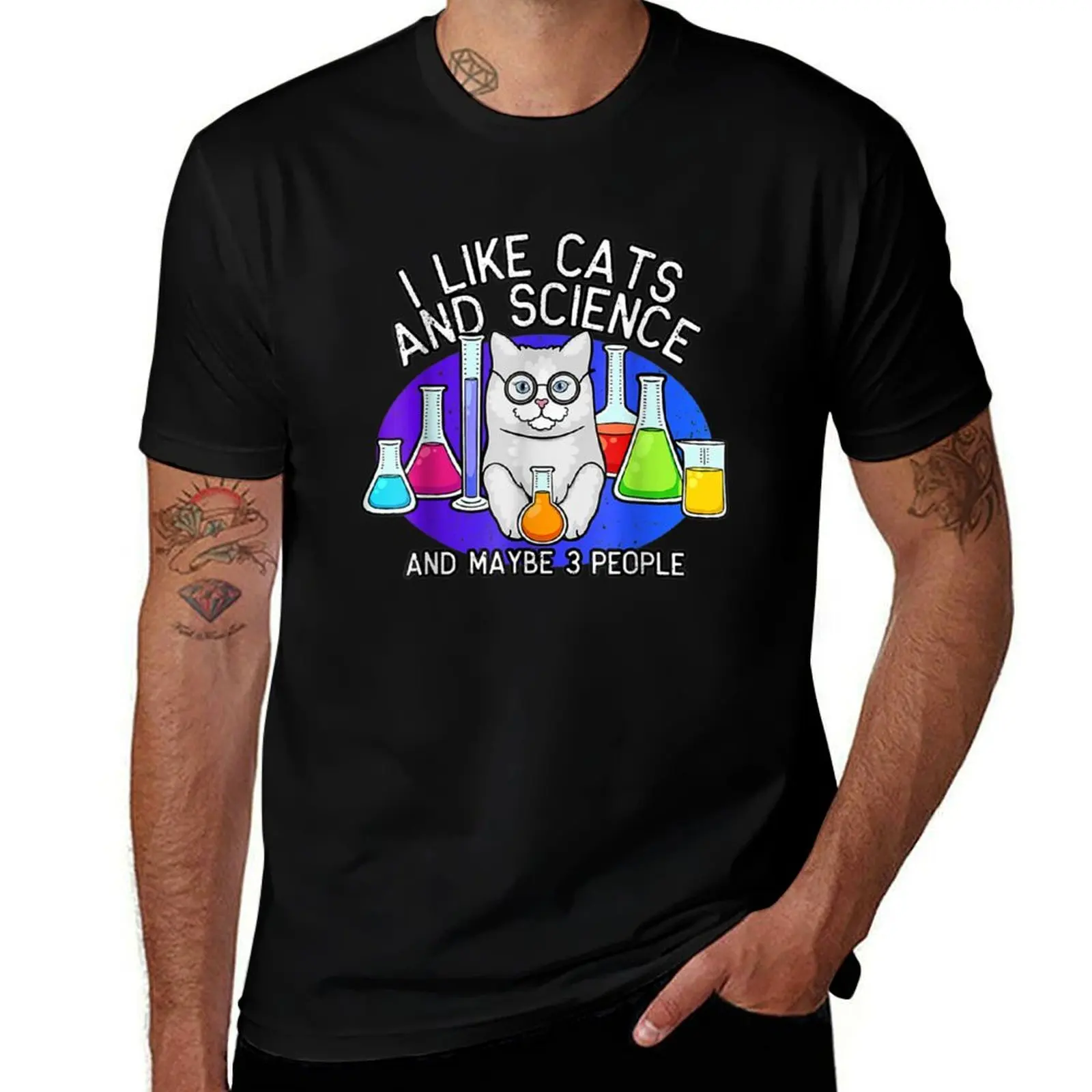 

i like cats and science and maybe 3 people T-Shirt man t shirt designer t shirt man luxury T-Shirt