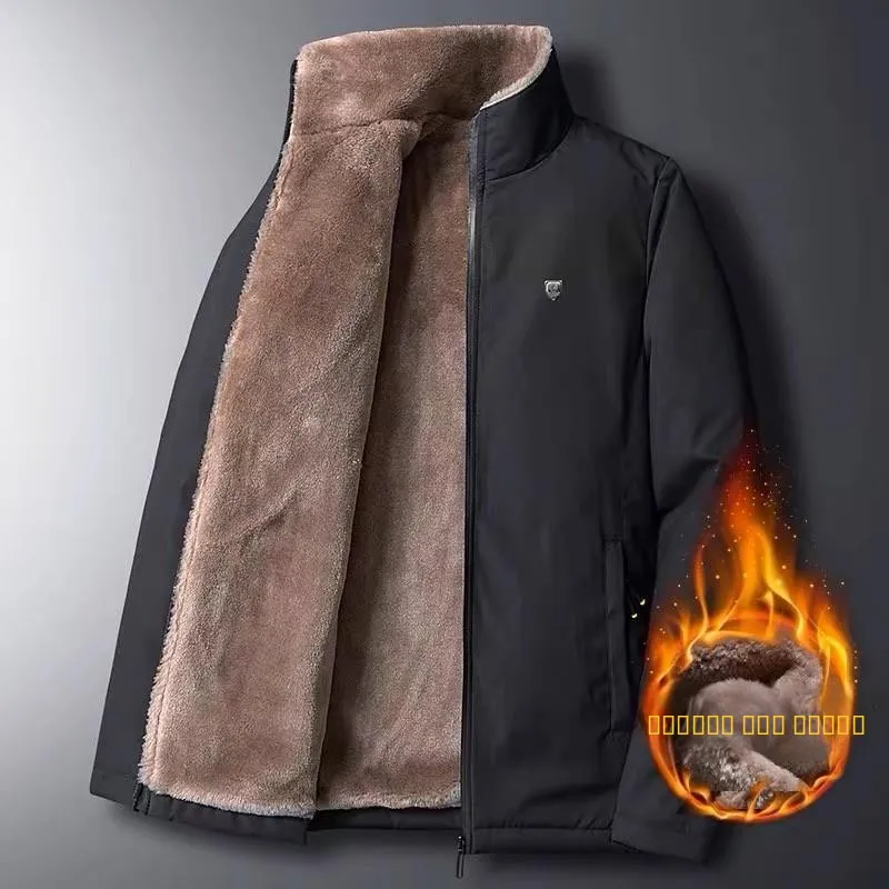 

Diyu enlong Large Size Lamb Velvet Jaet Men's Inteated Velvet Cotton Coat Middle-Aged And ly Stand Collar Cotton C...