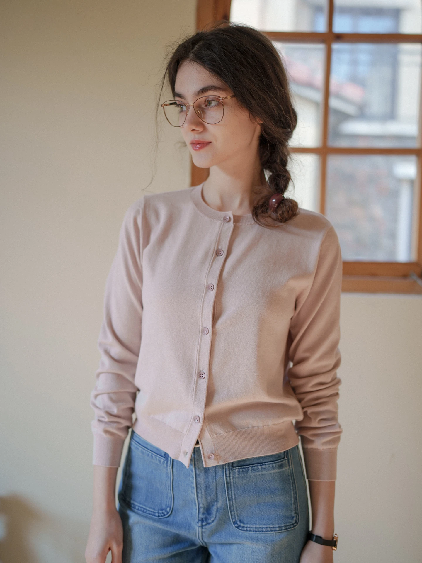 

MarchNoon Basic Knitted Silk Cotton round Neck Lazy Style Air Conditioning Cardigan Soft Long Sleeve Women's Fashion Spring O...