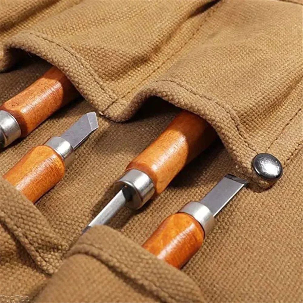 Canvas Folding Tools Roll Up Bag Retro Tool Bag for Engraver Carving Knife Storage Tools Packaging