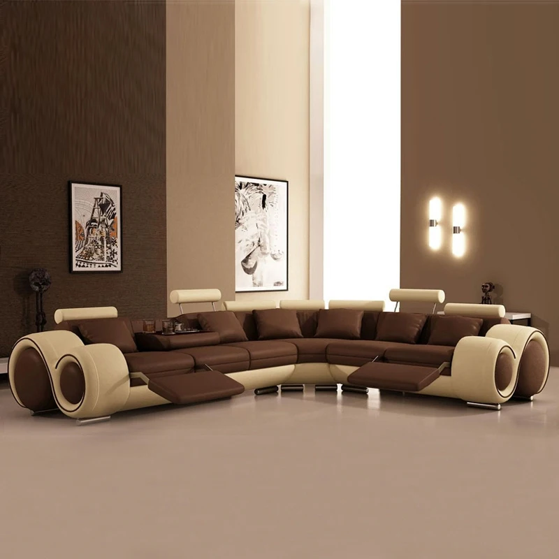 

Wohnzimmer-Liege sofas im amerikanischen Stil Moderne Mode Luxus-Ecksofa aus echtem Leder