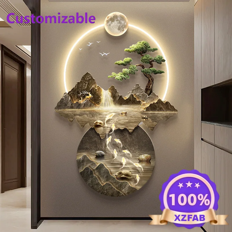 Factory Direct 2026 Flowing water is born of wealth, the new Chinese style entrance decoration painting, the atmospheric landsca