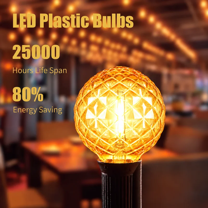 G40 Shatterproof Amber Diamond LED Bulbs E12 1W