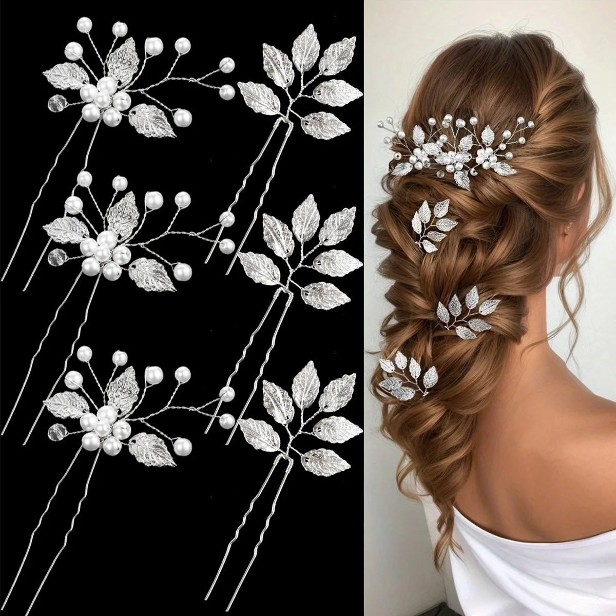 Sparkly Rhinestone Hairpins for Bride Wedding Hair Jewelry 6Pcs U Shaped Hair Sticks Forks Women Lady Party Hair Accessories image 3