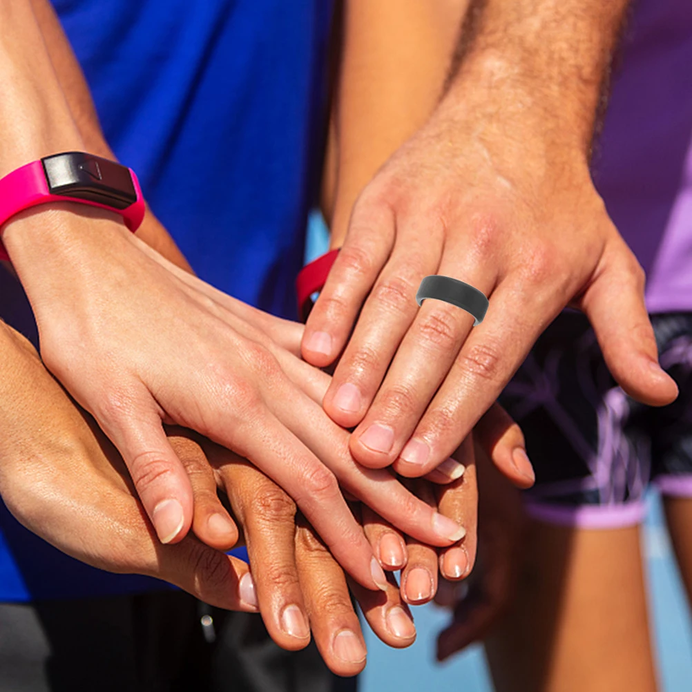 

10pcs Silicone Smooth Skin-Friendly For Men Outdoor Sports Swimming Diving Protective Jewelry Creative Silicone Rings Bands