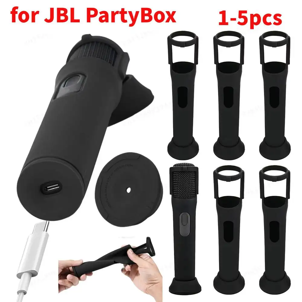 Funda protectora de silicona suave para micrófono inalámbrico JBL PartyBox, funda antideslizante para micrófono, soporte para micrófono, cubierta antideslizante