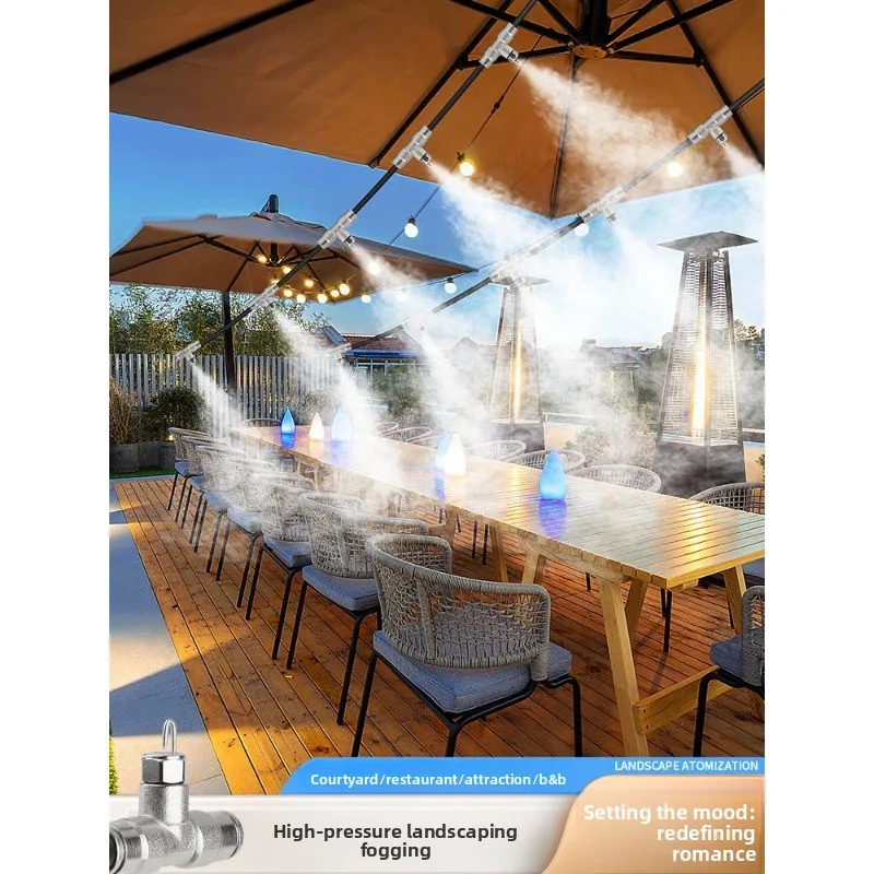 homestay landscaping, cooling fogging system, spray spray, high pressure cold mist, regular atomization and humidification