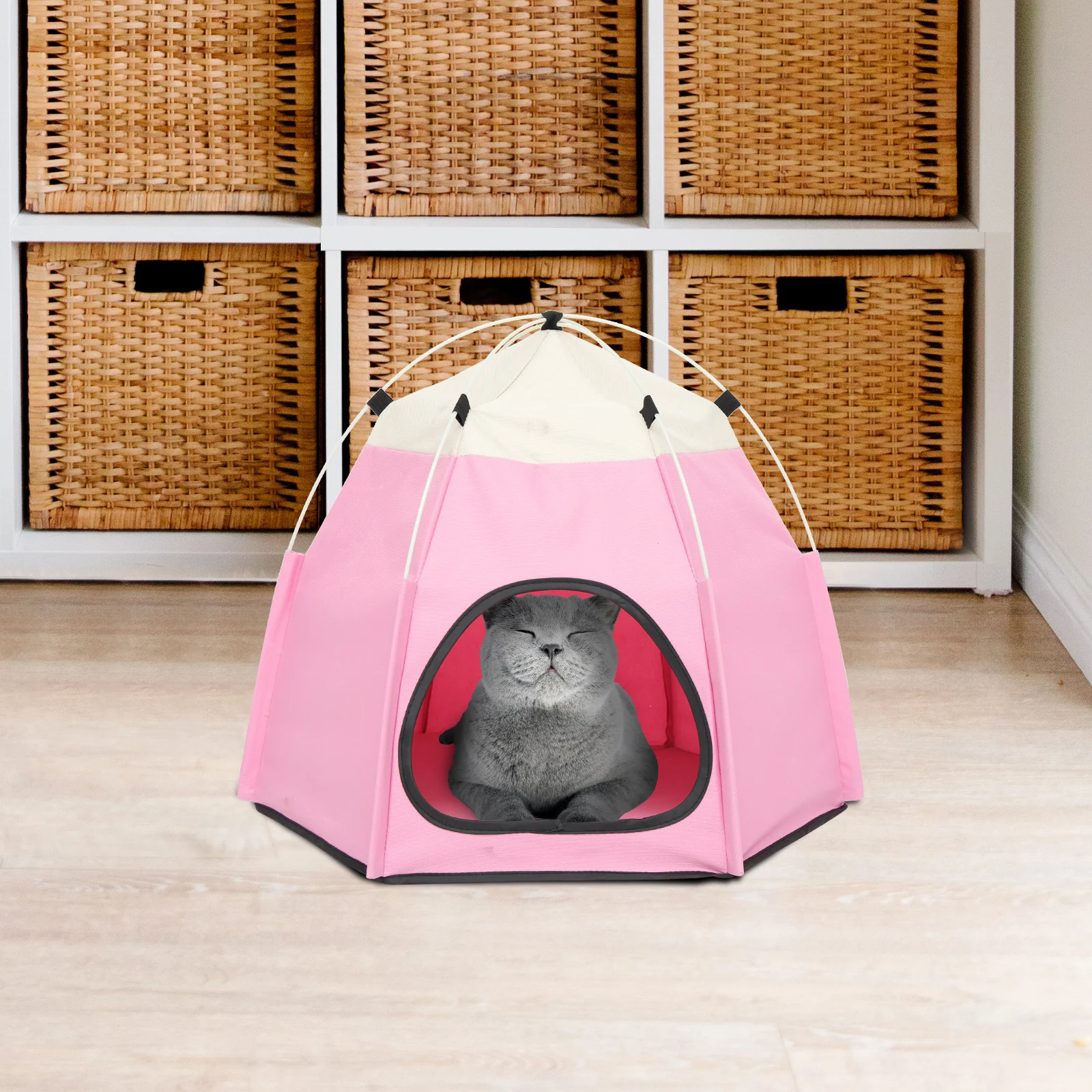 Faltbares Haus für Katzen, Hunde, drinnen und draußen, langlebig, waschbar, Welpen-Schlafzelt, bezauberndes Haustiernest, kleines Katzen-Restzelt