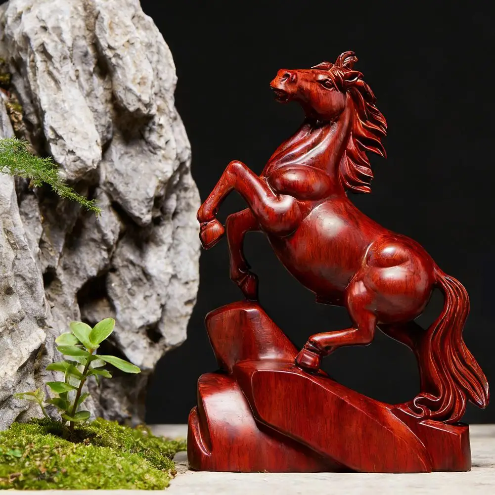 Wooden horse sculptures, solid wood carvings, rosewood horse sculptures, office and home decoration crafts