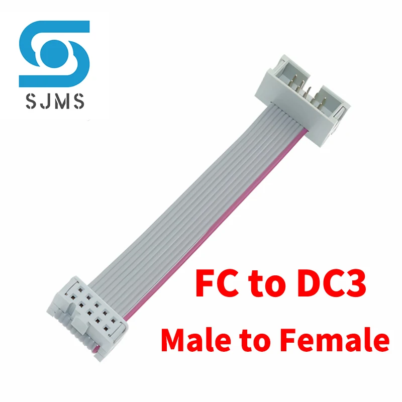 1PCS DC3-FC Male to female 2.54MM pitch connector FC-DC3 Female to Male Flat Ribbon Download Data Cable IDC BOX HEADER 8P 10PIN