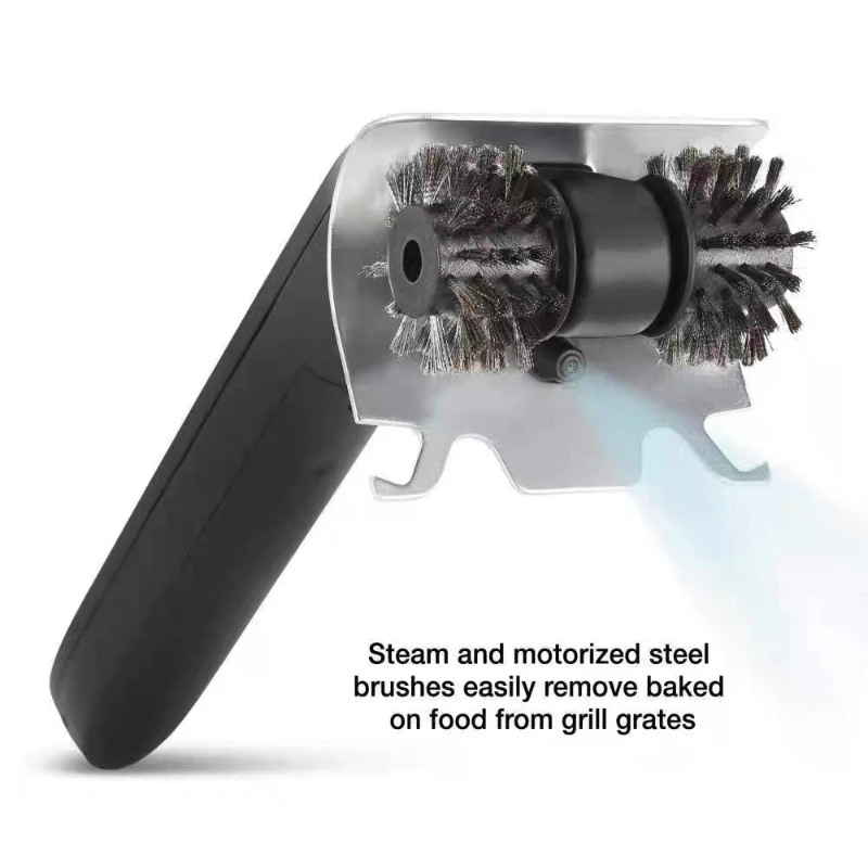 Multi-functional Electric Spray BBQ Brush Rechargeable BBQ Wire Brush with Scraper and Manual Spray Small Grill Cleaning Brush