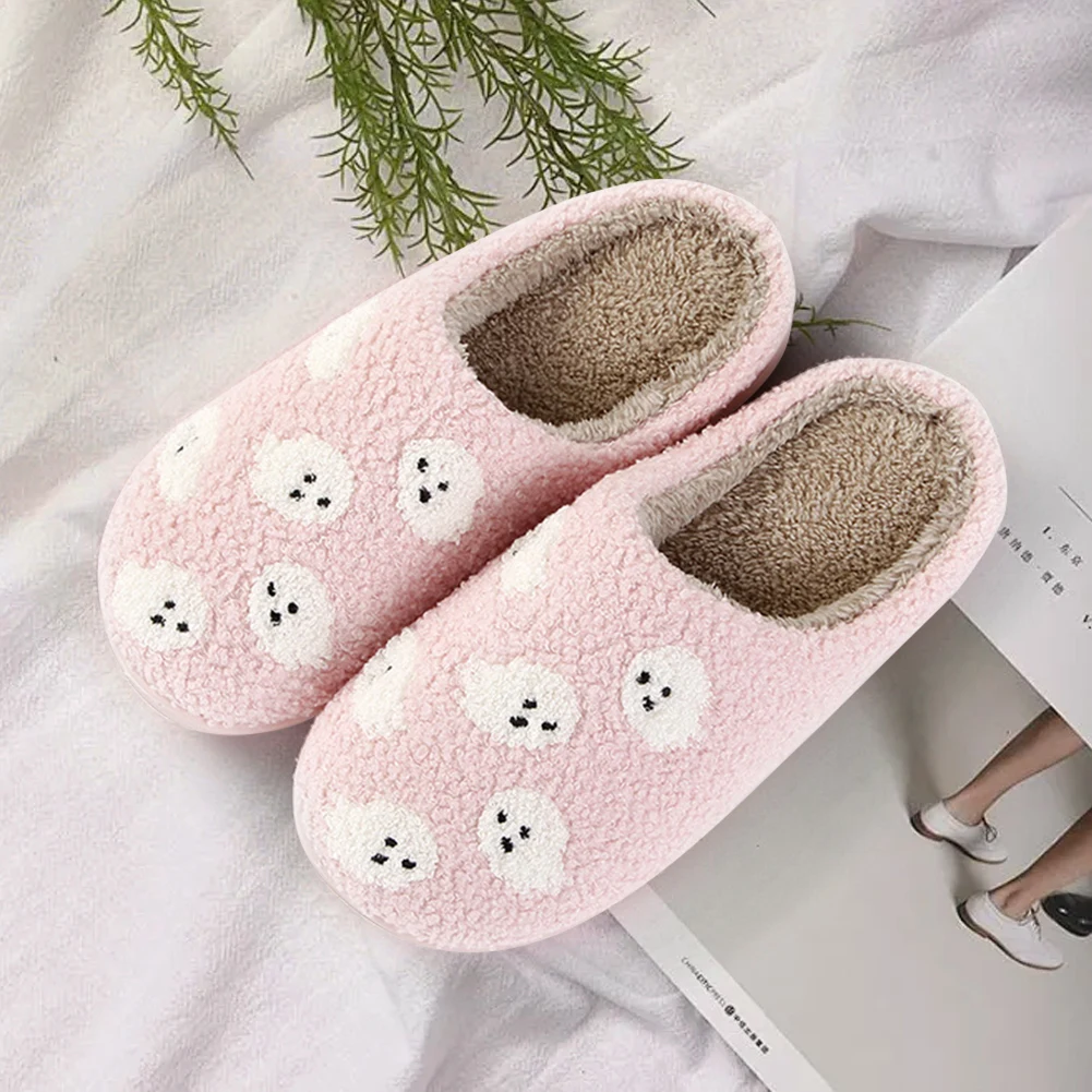 Halloween Ghost Plush Slippers Warm Slip-on House Shoes Comfortable Soft Furry Slipper Anti Slip Fuzzy Ghost Slippers for Winter