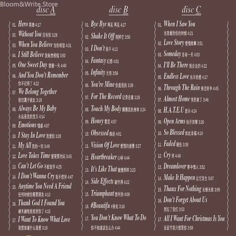 الكلاسيكية سونغ بيرد سوبريم ماريا كاري الموسيقى CD أعظم الزيارات ألبوم رؤية الحب 3-قطعة الموسيقى الفينيل CD الموسيقى الموسيقى هدية مجموعة صناديق