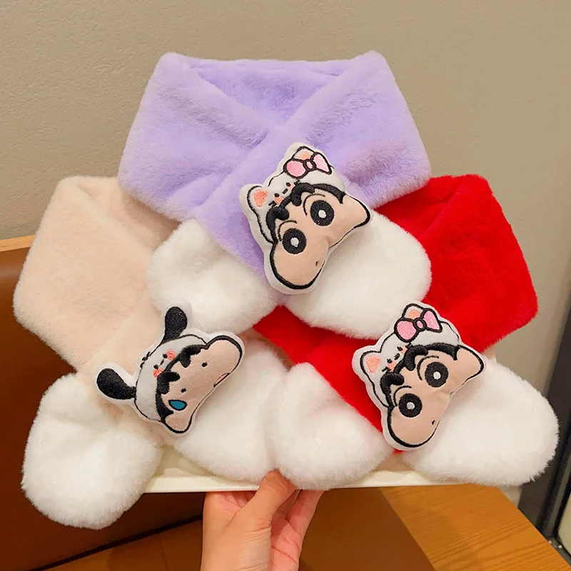 Crayon Shin-chan Children's Scarf Autumn and Winter Boys and Girls Anti-cold Warm Cross Scarf Baby Skin-friendly Soft Neck Cover