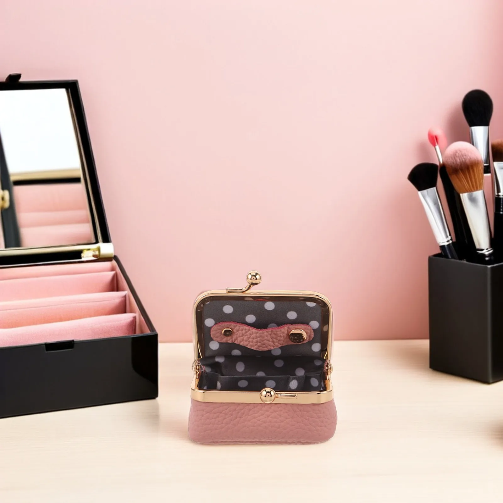 

Mini Traveling Jewelry Box Pink Compact Portable Organizer for Rings Earrings Necklaces Cute Small Jewelry Travel Case Foldable