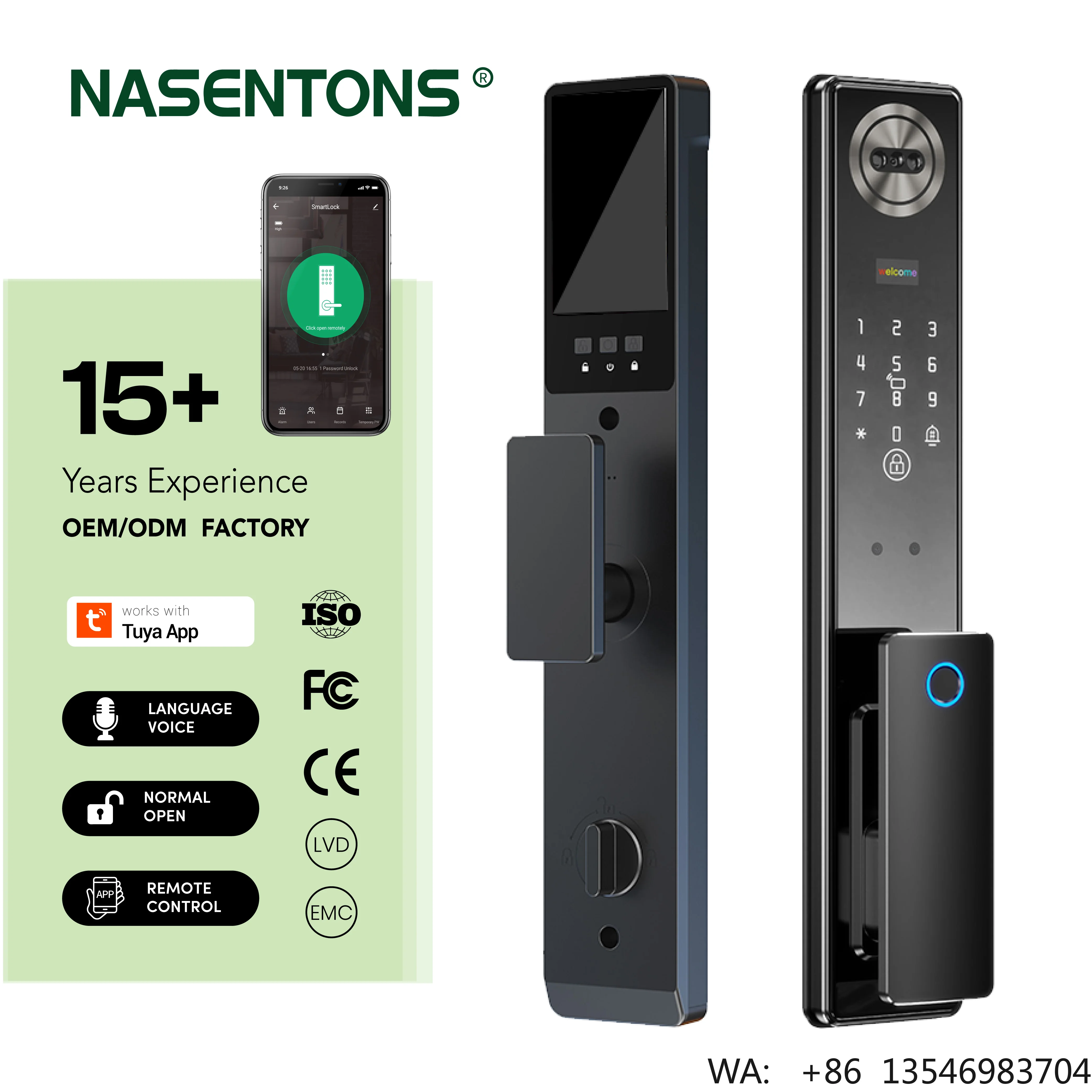 Tuya WiFi Face Recognition Door Lock Video Intercom Function Fingerprint Smart Electronic Lock for Home