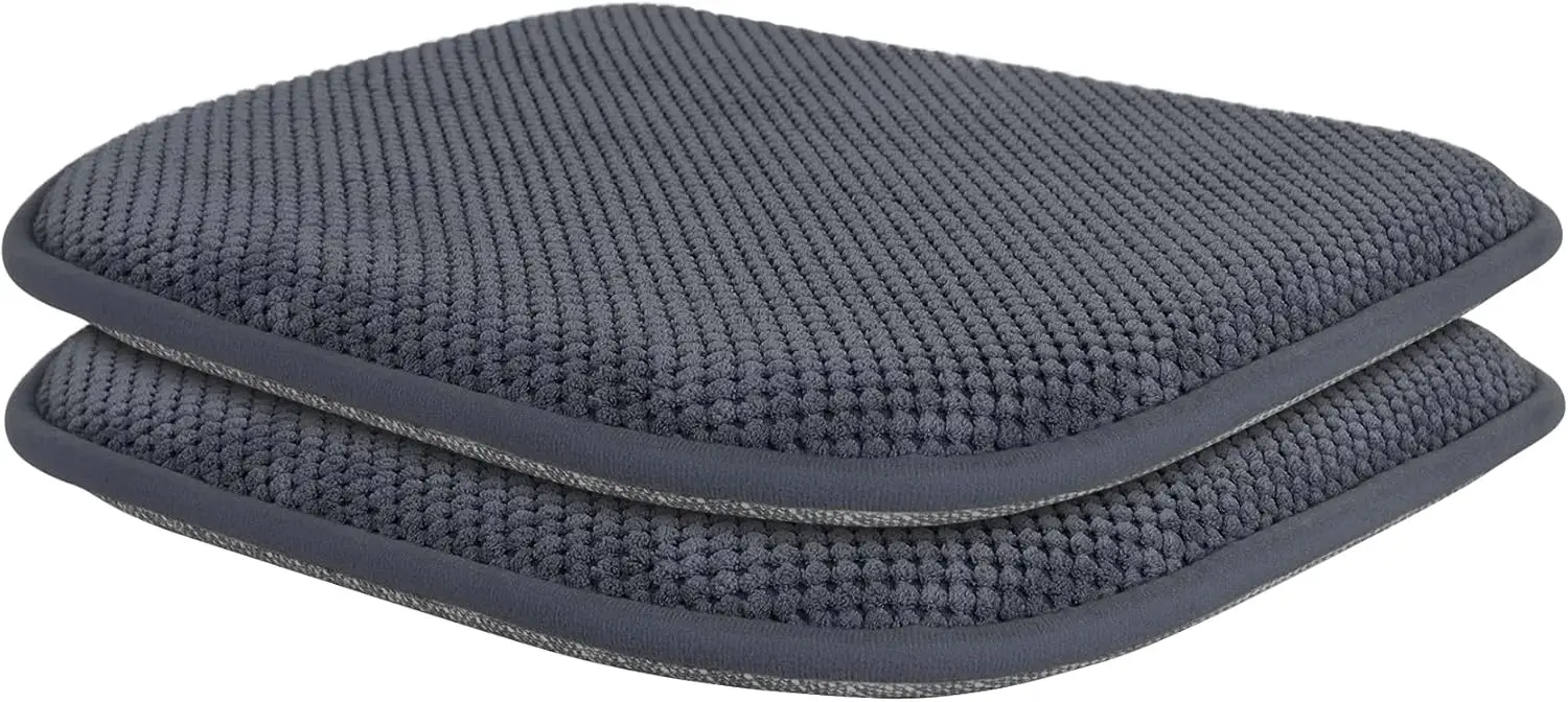 

Dark Grey Memory Foam Chair Pads, 2 Pa D-Shaped Seat Cushions For Dining Office Chairs, 17"" X 15"", Nonslip