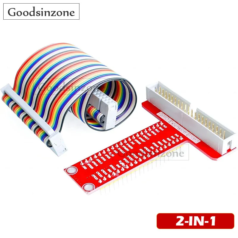 Raspberry Pi 5 GPIO Breakout Expansion Board Kit - 40-Pin T-Type Adapter + 20cm 40pin Ribbon Cable for Pi 2,3,4,5