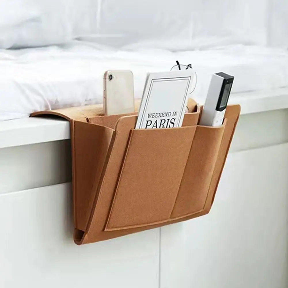 Felt Bedside Storage Bag Bedside Hanging Bags Sofa TV Remote Control Storage Organizer Bed Holder Pockets