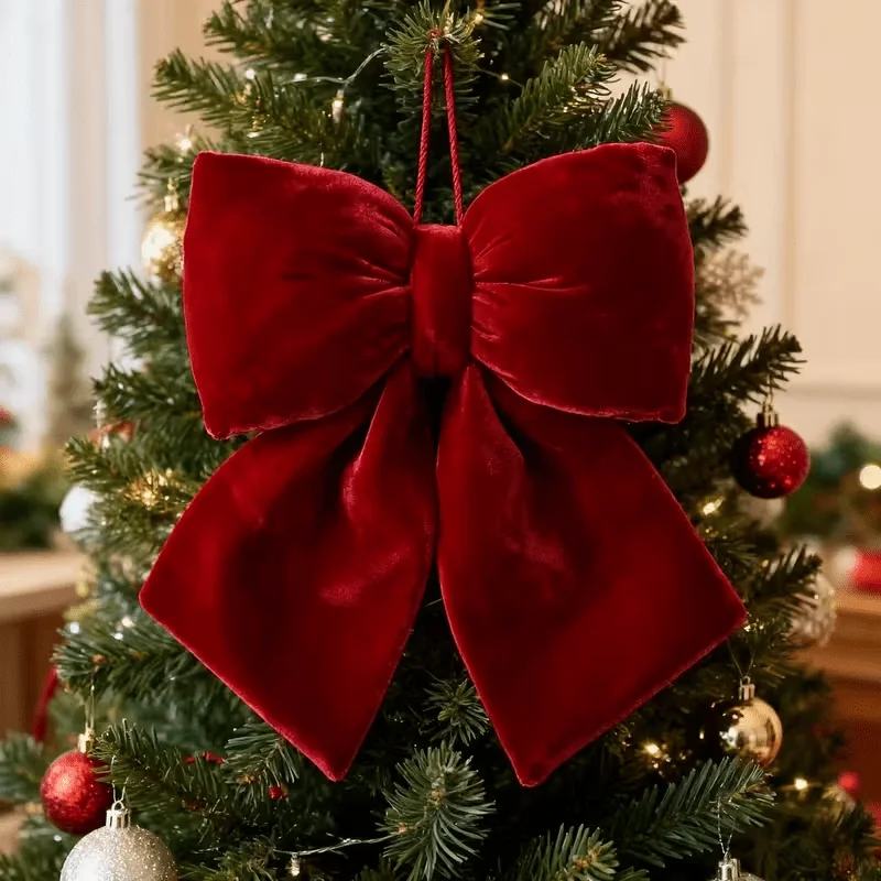 Weihnachtsdekoration mit roter Schleife, klassische Weihnachtsbaumschleife für drinnen und draußen, Baumkranz, Party-Dekoration, Geschenkverpackung, Urlaub, Neujahr
