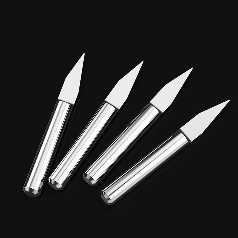 HUHAO 10pcs PCB 3D Engraving Bit Tipped 0.1-0.7mm V Shape Carving Bits Carbide PCB 3D Milling Cutter 10/15/20/25 Degrees