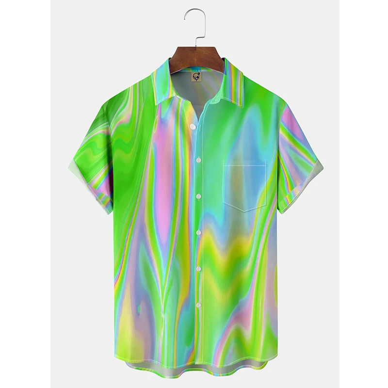 قميص هاواي بطباعة ثلاثية الأبعاد للرجال ، توبات هاراجاو ، تيشيرتات بأكمام قصيرة ، بلوزة كبيرة الحجم ، ملابس غير رسمية ، عطلة ، صيف ، Y2k #4