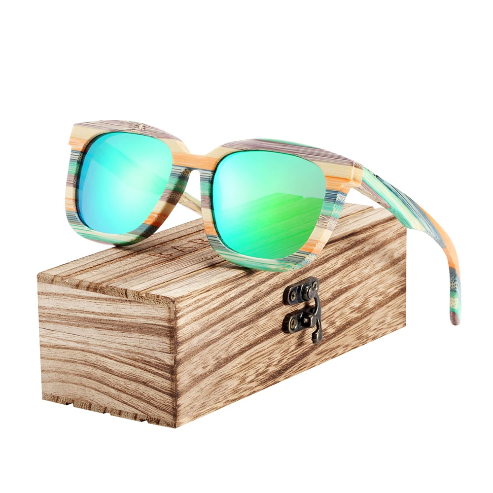 Unique Wood Polarized Sunglasses Gradient Bamboo Sun glasses for Men Women Sports Eyewear Square Style