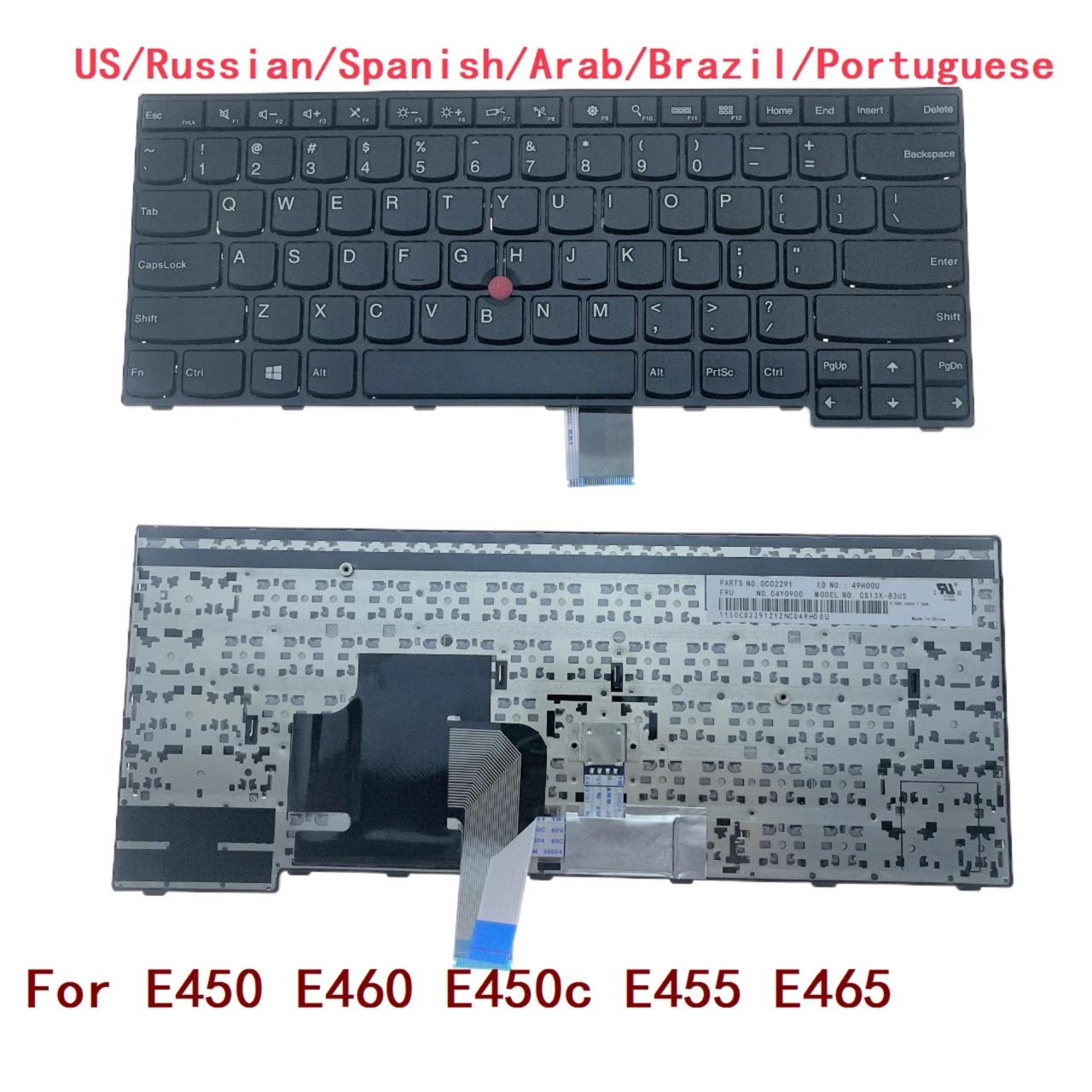 New US Russian Spanish Arab Brazil Portuguese Laptop Keyboard For Lenovo Thinkpad E450 E460 E450c E455 E465 04Y0900 0C02291