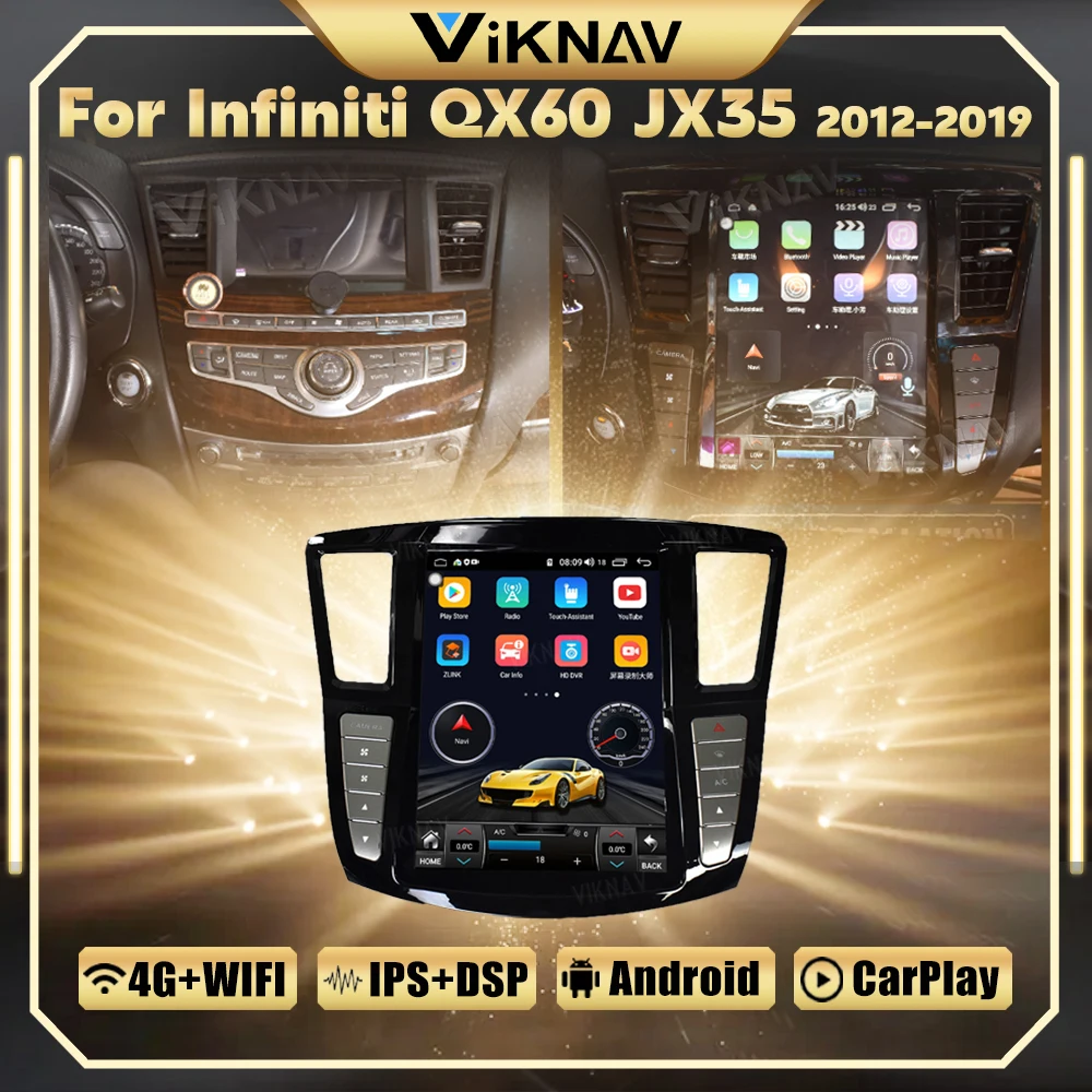

Автомобильный радиоприемник 12,1 дюймов Android 12 для Infiniti QX60 JX35 2012-2019, автомобильный стерео GPS-навигатор для Carplay, мультимедийный плеер, головное устройство