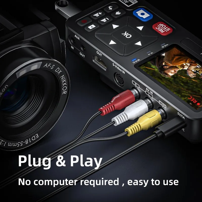 UNISHEEN Portable MP4 Video Audio Converter With Remote Control Capture CVBS/S-Video Retro Gaming Hi8 Recorder