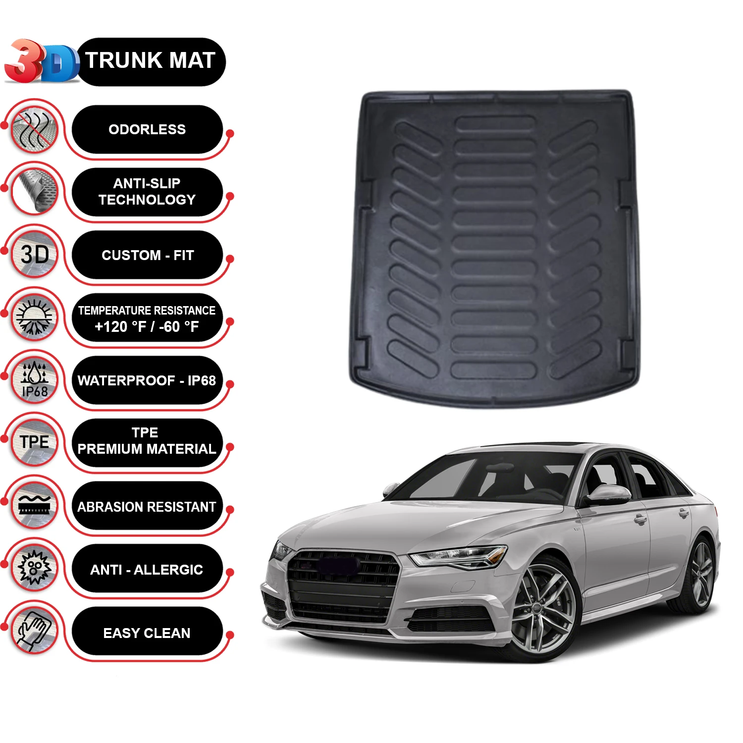 Audi A6 C7 2015-2018 Cargo Liner Rear Trunk Floor Mat