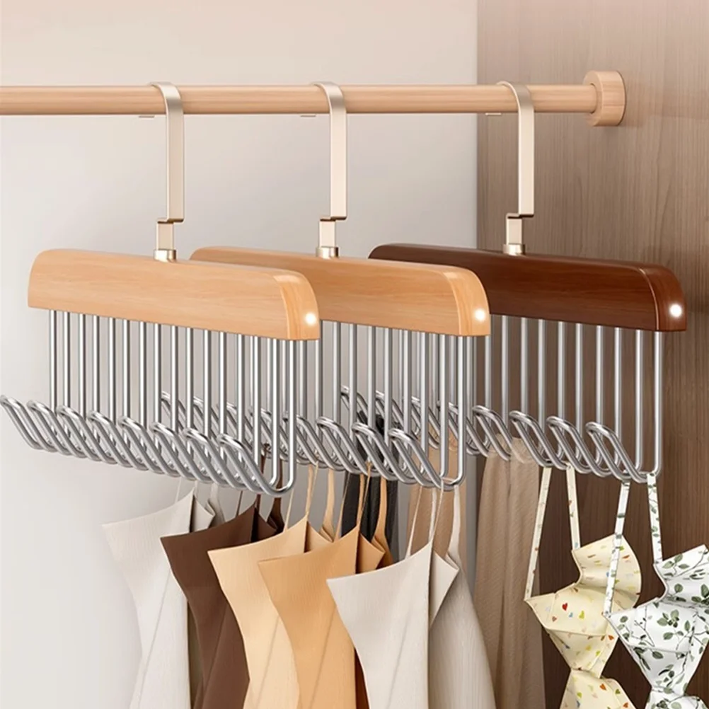 

Solid Wood Multi-hook Clothes Hanger Hanging Closet Hooks Hangers Miss Belt Organizer