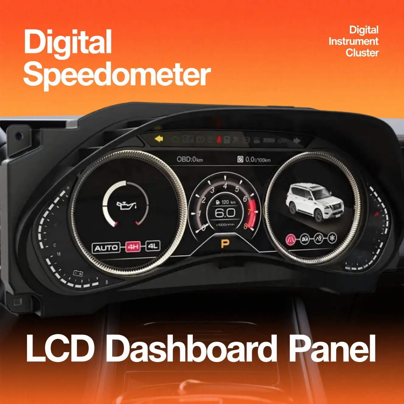 Dashboard Dashboard Digital LCD Cluster for Nissan Patrol Y62 Armada/ Infiniti QX80 QX56 2010-2020 Virtual Speedometer