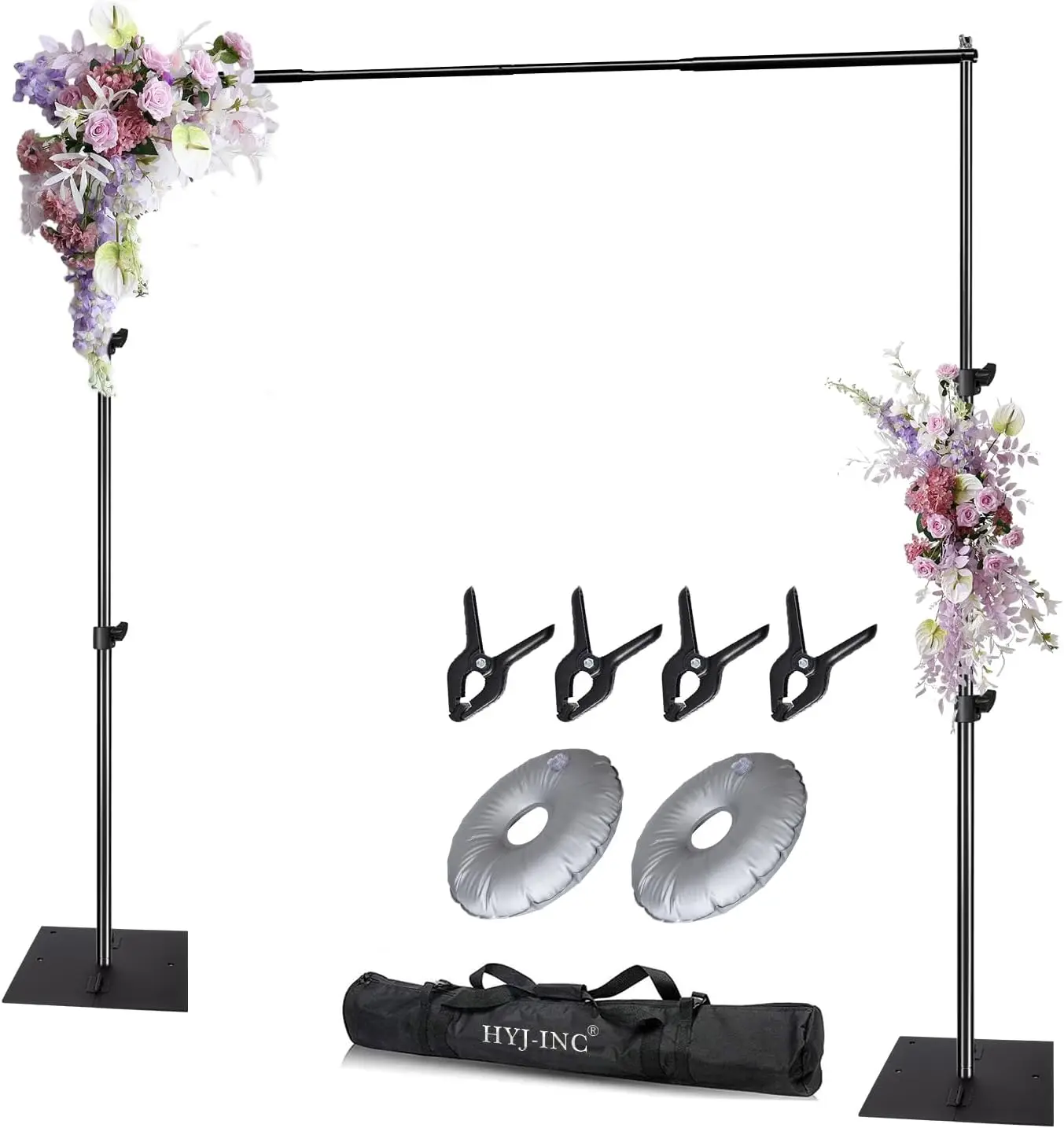 

Adjustable Photography Backdrop Stand Kit 10ft x 6.5ft with Metal Base for Parties Weddings Events Photo Booth