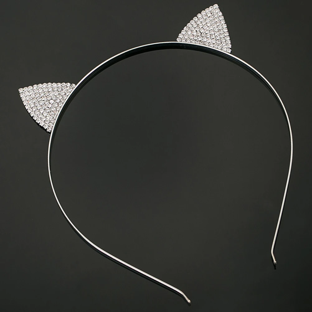 

2pcs Cat Ears Headband Rhinestone Crystal Bands for Girls Shining Party Accessories Prom Costumes Christmas Gifts