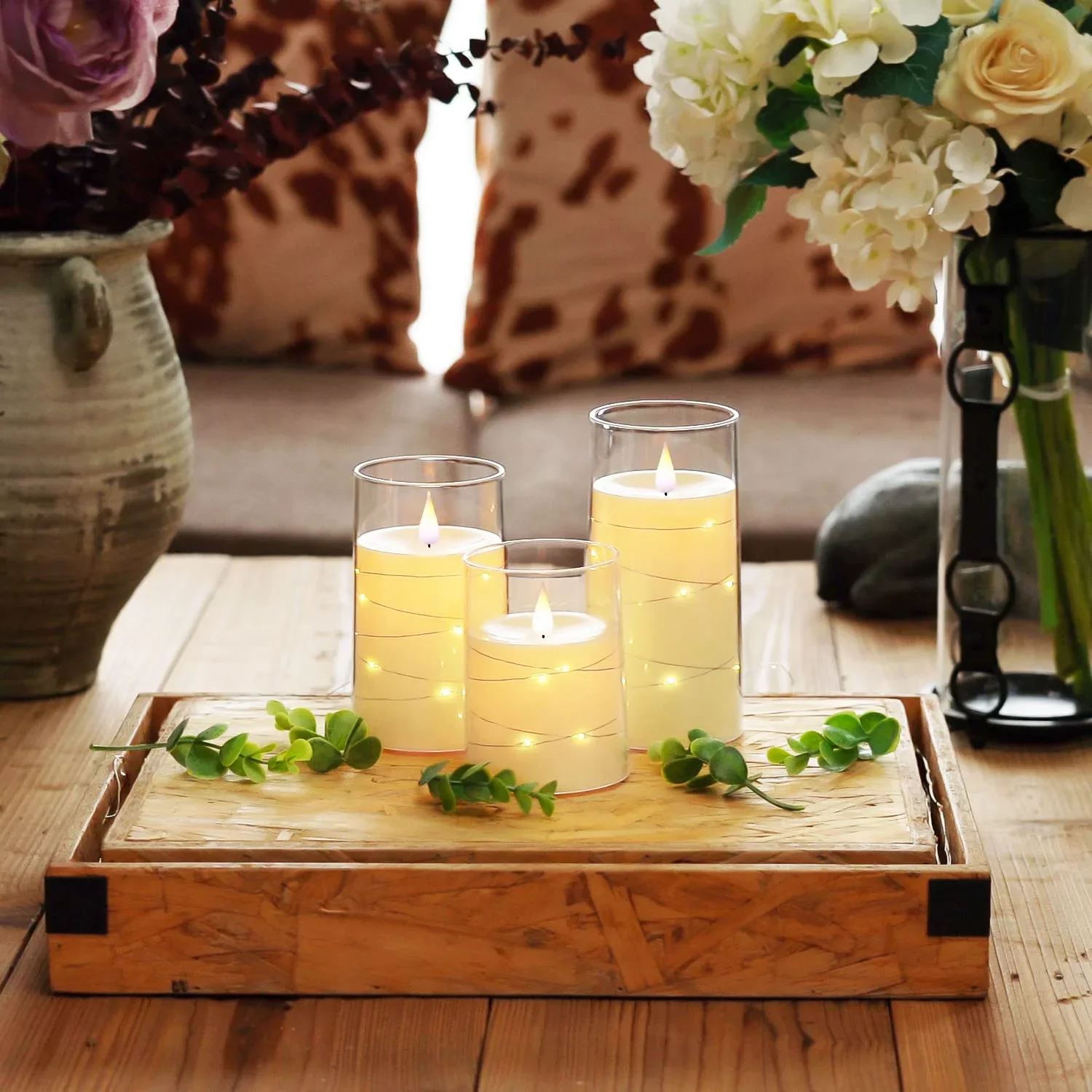 3Pcs Flickering Flameless Candles Battery Operated Candles LED Candles with Remote Timer for Home/Wedding/Birthday/Holiday Decor