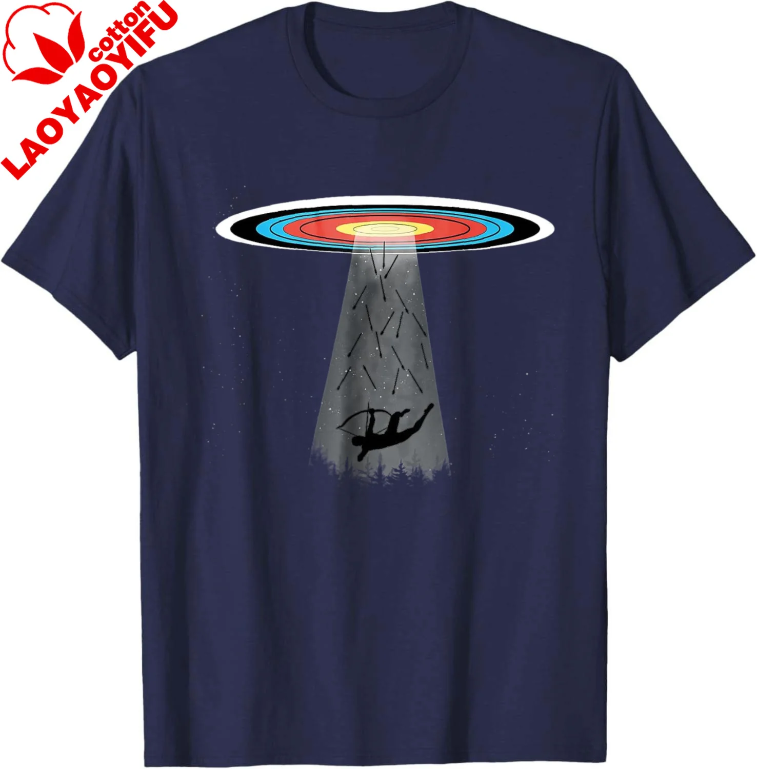 Traditional Archery Funny UFO Archery Target Recurve Bow T-Shir TStreetwear Men's and Women's 100% Cotton Short-Sleeved Shirt