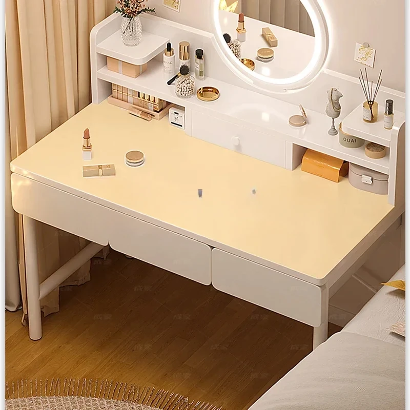 Vanity White Makeup Table Led Mirror Modern Minimalist Dressing Table Organizer Corner Tavoli Da Trucco Home Furniture