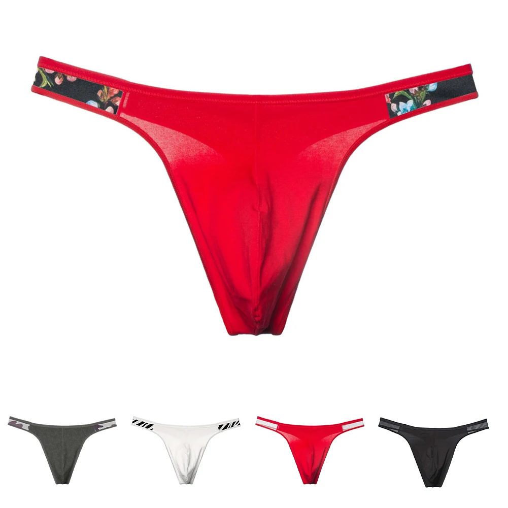 

Comfortable All Seasons Men Thong T-back G-String Solid Color Low Waist Breathable Underwear Underpants Pouch