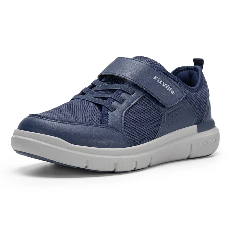 FitVille Men's Wide Diabetic Walking Shoes, Lightweight Non‑Slip Breathable Casual Shoes with Arch Support for Swollen Feet