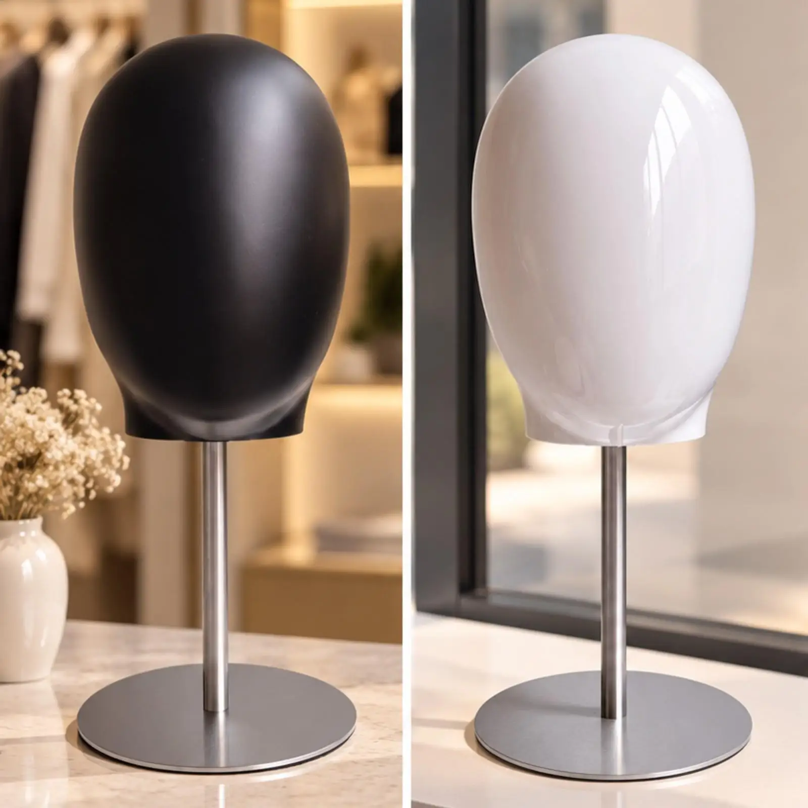 Display Stand for Hat Mannequin Head Form with Circular Steel Base for Vanity Store Organizer